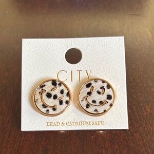 City Chic Gold and Black Smiley Earrings